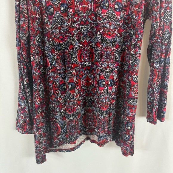 J.Jill Gorgeous V-Neck Knit Tunic ~ True Red Sparkling Paisley Size: M - Picture 13 of 13